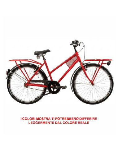 BICI LINEA CANTIERE MISURA 26 BICICLETTA SENZA CAMBIO 1V CON GOMME ANTIFORO CNT26 COMPLETA DI ACCESSORI CON LUCI A LED