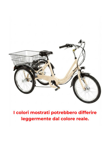 BICI E-BIKE A TRE RUOTE MISURA 20 CAMBIO 6V E-TR20 MOTORE E BATTERIA ANSMANN 250W 36V 11.4AH TRICILCLETTA IN ALLUMINIO