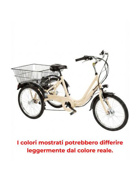 BICI E-BIKE A TRE RUOTE MISURA 20 CAMBIO 6V E-TR20 MOTORE E BATTERIA ANSMANN 250W 36V 11.4AH TRICILCLETTA IN ALLUMINIO