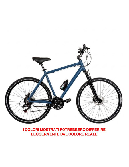BICI DA UOMO IBRIDO BICICLETTA MISURA 28 TELAIO IN ALLUMINIO I-U21VSF-D CON CAMBIO 21V FORCELLA AMMORTIZZATA FRENO A DISCO MECCA