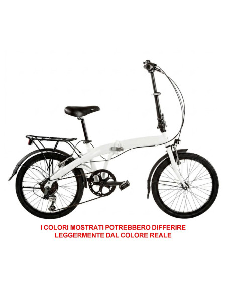 BICI RICHIUDIBILE LINEA FOLDING MISURA 20 TELAIO ALLUMINIO 6V BICICLETTA PIEGHEVOLE A-FOLD20C6V COMPLETA DI ACCESSORI LUCI LED
