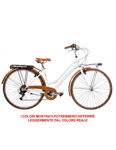 BICI MISURA 28 LINEA RETRO BICICLETTA DONNA RETRO6VD CON CAMBIO 6V COMPLETA DI ACCESSORI CON LUCI A LED FINITURE MARRONI