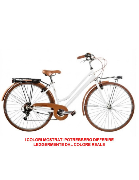 BICI MISURA 28 LINEA RETRO BICICLETTA DONNA RETRO6VD CON CAMBIO 6V COMPLETA DI ACCESSORI CON LUCI A LED FINITURE MARRONI