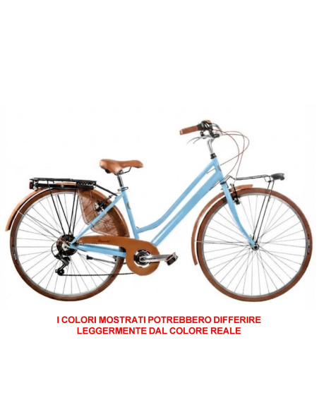 BICI MISURA 28 LINEA RETRO BICICLETTA DONNA RETRO6VD CON CAMBIO 6V COMPLETA DI ACCESSORI CON LUCI A LED FINITURE MARRONI