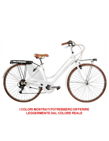 BICI MISURA 28 LINEA RETRO BICICLETTA DONNA RETRO6VD CON CAMBIO 6V COMPLETA DI ACCESSORI CON LUCI A LED FINITURE MARRONI