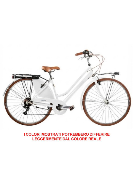 BICI MISURA 28 LINEA RETRO BICICLETTA DONNA RETRO6VD CON CAMBIO 6V COMPLETA DI ACCESSORI CON LUCI A LED FINITURE MARRONI