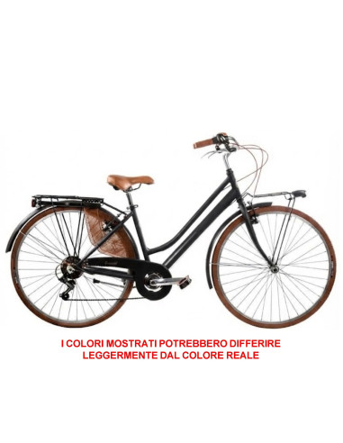 BICI MISURA 28 LINEA RETRO BICICLETTA DONNA RETRO6VD CON CAMBIO 6V COMPLETA DI ACCESSORI CON LUCI A LED FINITURE MARRONI