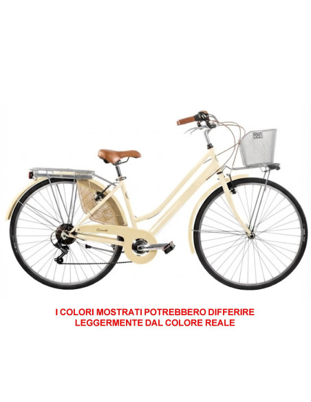 BICI MISURA 28 LINEA RETRO BICICLETTA DONNA RETRO6VD CON CAMBIO 6V COMPLETA DI ACCESSORI CON LUCI A LED FINITURE MARRONI