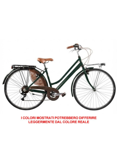 BICI MISURA 28 LINEA RETRO BICICLETTA DONNA RETRO6VD CON CAMBIO 6V COMPLETA DI ACCESSORI CON LUCI A LED FINITURE MARRONI