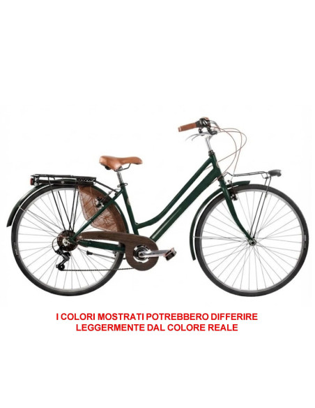 BICI MISURA 28 LINEA RETRO BICICLETTA DONNA RETRO6VD CON CAMBIO 6V COMPLETA DI ACCESSORI CON LUCI A LED FINITURE MARRONI