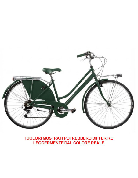 BICI MISURA 28 LINEA RETRO BICICLETTA DONNA RETRO6VD CON CAMBIO 6V COMPLETA DI ACCESSORI CON LUCI A LED FINITURE MARRONI