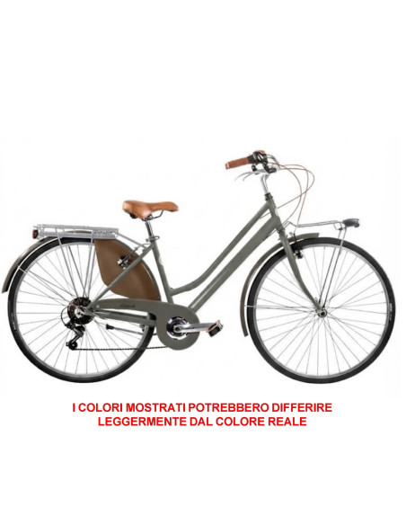 BICI MISURA 28 LINEA RETRO BICICLETTA DONNA RETRO6VD CON CAMBIO 6V COMPLETA DI ACCESSORI CON LUCI A LED FINITURE MARRONI
