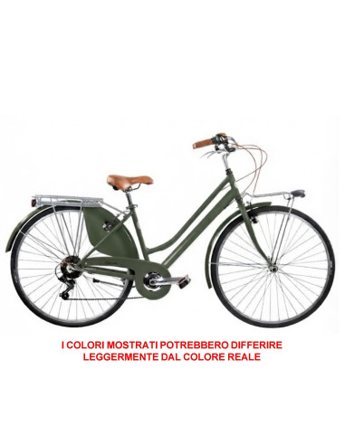 BICI MISURA 28 LINEA RETRO BICICLETTA DONNA RETRO6VD CON CAMBIO 6V COMPLETA DI ACCESSORI CON LUCI A LED FINITURE MARRONI