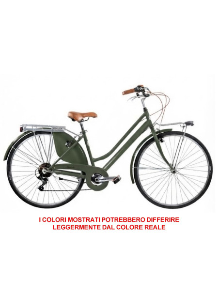 BICI MISURA 28 LINEA RETRO BICICLETTA DONNA RETRO6VD CON CAMBIO 6V COMPLETA DI ACCESSORI CON LUCI A LED FINITURE MARRONI