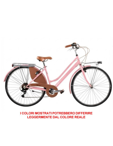 BICI MISURA 28 LINEA RETRO BICICLETTA DONNA RETRO6VD CON CAMBIO 6V COMPLETA DI ACCESSORI CON LUCI A LED FINITURE MARRONI