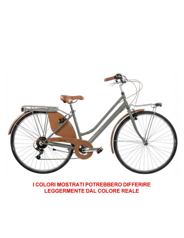 BICI MISURA 28 LINEA RETRO BICICLETTA DONNA RETRO6VD CON CAMBIO 6V COMPLETA DI ACCESSORI CON LUCI A LED FINITURE MARRONI