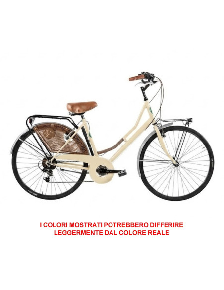 BICI MISURA 26 DONNA LINEA OLANDA RETRO BICICLETTA CITY BIKE CON CAMBIO 6V COMPLETA DI ACCESSORI CON LUCI A LED LED