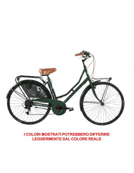 BICI MISURA 26 DONNA LINEA OLANDA RETRO BICICLETTA CITY BIKE CON CAMBIO 6V COMPLETA DI ACCESSORI CON LUCI A LED LED