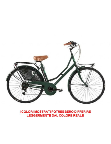 BICI MISURA 26 DONNA LINEA OLANDA RETRO BICICLETTA CITY BIKE CON CAMBIO 6V COMPLETA DI ACCESSORI CON LUCI A LED LED