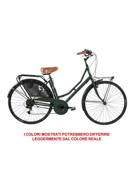 BICI MISURA 26 DONNA LINEA OLANDA RETRO BICICLETTA CITY BIKE CON CAMBIO 6V COMPLETA DI ACCESSORI CON LUCI A LED LED