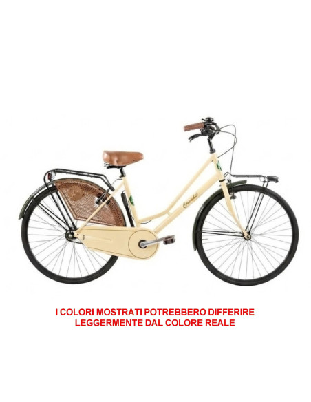 BICI MISURA 26 DONNA LINEA OLANDA RETRO LUSSO BICICLETTA CITY BIKE SENZA CAMBIO MANUBRIO ALLUMINIO COMPLETA DI ACCESSORI LUCI LE