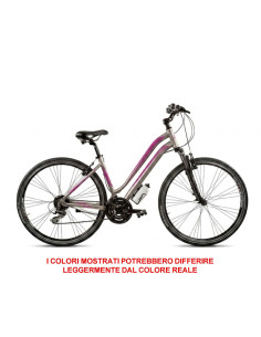BICI DONNA IBRIDO MISURA 28 LINEA AURA TELAIO ALLUMINIO BICICLETTA CAMBIO ACERA 24V FORCELLA AMMORTIZZATA FRENI DISCO IDRAULICI 2