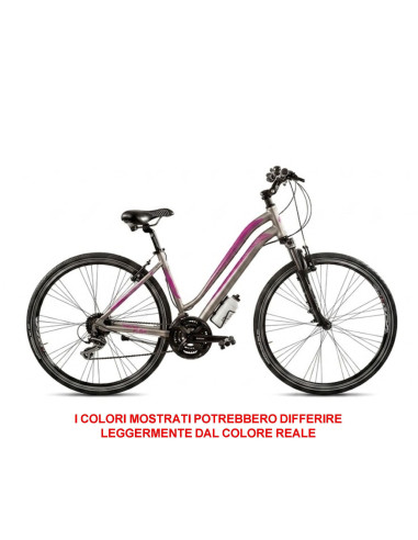 BICI DONNA IBRIDO MISURA 28 LINEA AURA TELAIO ALLUMINIO BICICLETTA CAMBIO ACERA 24V FORCELLA AMMORTIZZATA FRENI DISCO IDRAULICI