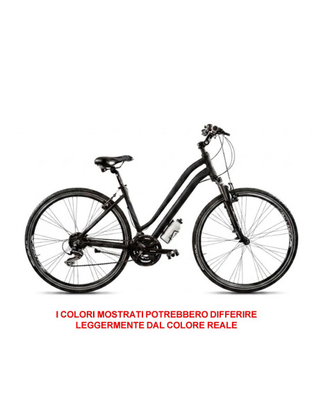 BICI DONNA IBRIDO MISURA 28 LINEA AURA TELAIO ALLUMINIO BICICLETTA CAMBIO ACERA 24V FORCELLA AMMORTIZZATA FRENI DISCO IDRAULICI