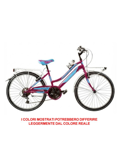 BICI DA RAGAZZA MOUNTAIN BIKE 24 MTB LINCY BICICLETTA LY24C18V CON CAMBIO 18V COMPLETA DI ACCESSORI CON LUCI A LED