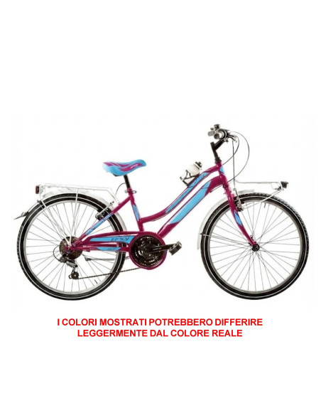BICI DA RAGAZZA MOUNTAIN BIKE 24 MTB LINCY BICICLETTA LY24C18V CON CAMBIO 18V COMPLETA DI ACCESSORI CON LUCI A LED