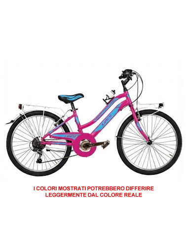 BICI DA RAGAZZA MOUNTAIN BIKE 24 MTB LINCY BICICLETTA LY24C6V CON CAMBIO 6V COMPLETA DI ACCESSORI CON LUCI A LED