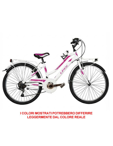 BICI DA RAGAZZA MOUNTAIN BIKE 24 MTB LINCY BICICLETTA LY24C6V CON CAMBIO 6V COMPLETA DI ACCESSORI CON LUCI A LED