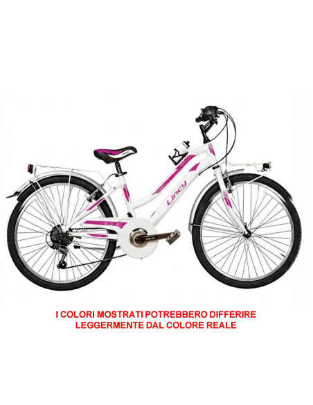 BICI DA RAGAZZA MOUNTAIN BIKE 24 MTB LINCY BICICLETTA LY24C6V CON CAMBIO 6V COMPLETA DI ACCESSORI CON LUCI A LED