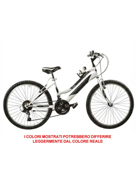 BICI DA RAGAZZA IN ALLUMINIO LY24AC18V BICICLETTA MOUNTAIN BIKE MISURA 24 LINCY CAMBIO 18V COMPLETA DI ACCESSORI E LUCI A LED