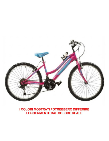 BICI DA RAGAZZA IN ALLUMINIO LY24AC18V BICICLETTA MOUNTAIN BIKE MISURA 24 LINCY CAMBIO 18V COMPLETA DI ACCESSORI E LUCI A LED