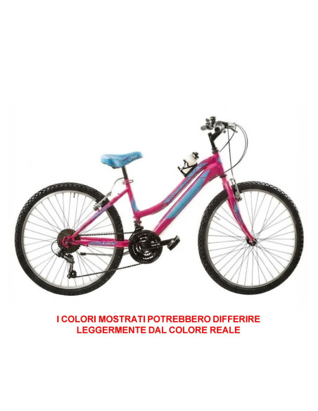 BICI DA RAGAZZA IN ALLUMINIO LY24AC18V BICICLETTA MOUNTAIN BIKE MISURA 24 LINCY CAMBIO 18V COMPLETA DI ACCESSORI E LUCI A LED