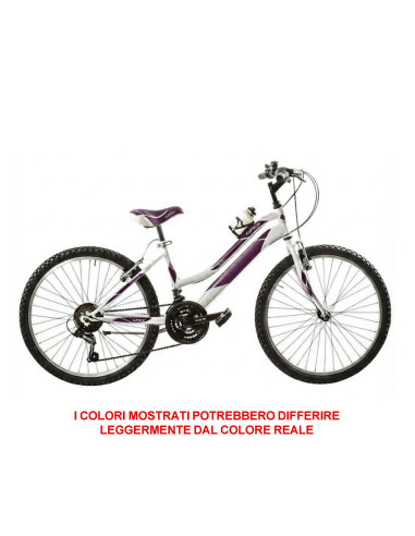 BICI DA RAGAZZA IN ALLUMINIO LY24AC18V BICICLETTA MOUNTAIN BIKE MISURA 24 LINCY CAMBIO 18V COMPLETA DI ACCESSORI E LUCI A LED