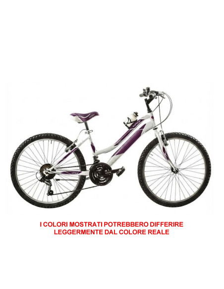 BICI DA RAGAZZA IN ALLUMINIO LY24AC18V BICICLETTA MOUNTAIN BIKE MISURA 24 LINCY CAMBIO 18V COMPLETA DI ACCESSORI E LUCI A LED