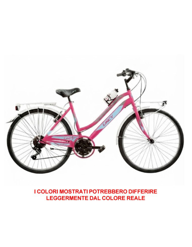 BICI DA DONNA MOUNTAIN BIKE 26 MTB LINCY BICICLETTA LY26C18V CON CAMBIO 18V COMPLETA DI ACCESSORI CON LUCI A LED