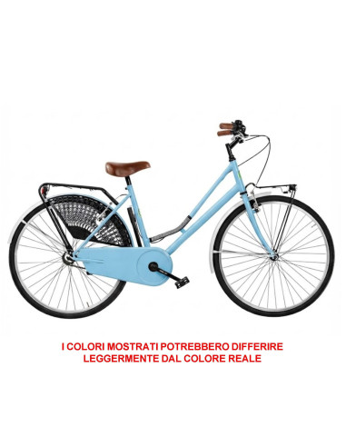 BICI DA DONNA LINEA OLANDA BICICLETTA CITY BIKE OL26 SENZA CAMBIO 1V COMPLETA DI ACCESSORI CON LUCI A LED