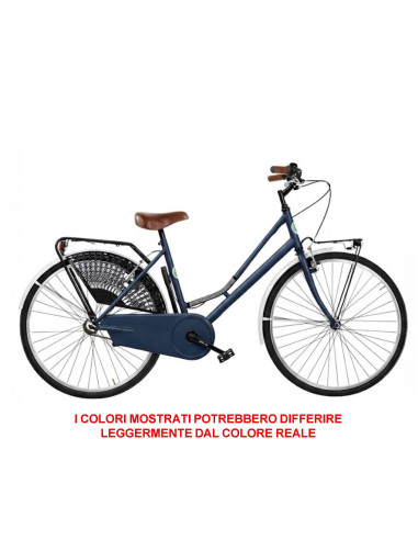 BICI DA DONNA LINEA OLANDA BICICLETTA CITY BIKE OL26 SENZA CAMBIO 1V COMPLETA DI ACCESSORI CON LUCI A LED