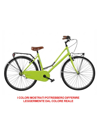 BICI DA DONNA LINEA OLANDA BICICLETTA CITY BIKE OL26 SENZA CAMBIO 1V COMPLETA DI ACCESSORI CON LUCI A LED