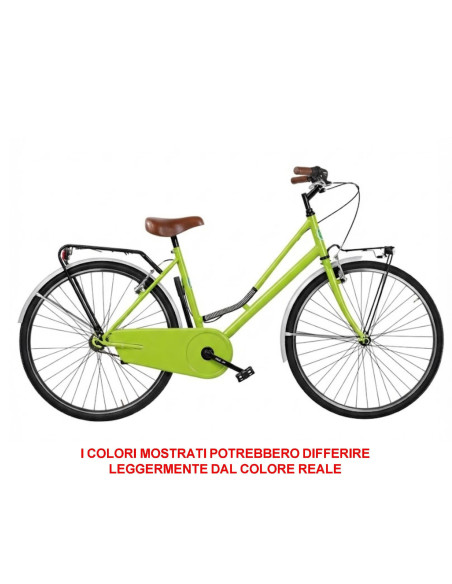 BICI DA DONNA LINEA OLANDA BICICLETTA CITY BIKE OL26 SENZA CAMBIO 1V COMPLETA DI ACCESSORI CON LUCI A LED