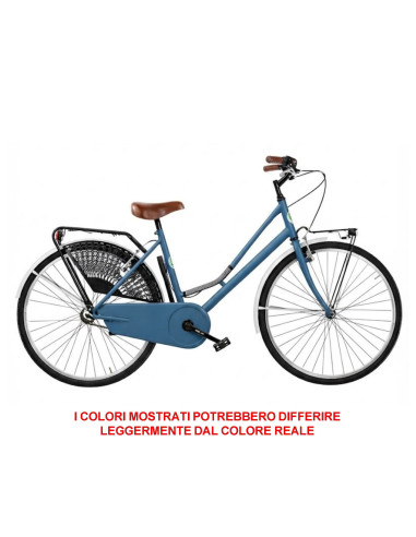 BICI DA DONNA LINEA OLANDA BICICLETTA CITY BIKE OL26 SENZA CAMBIO 1V COMPLETA DI ACCESSORI CON LUCI A LED