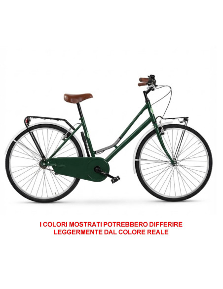 BICI DA DONNA LINEA OLANDA BICICLETTA CITY BIKE OL26 SENZA CAMBIO 1V COMPLETA DI ACCESSORI CON LUCI A LED