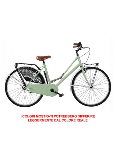 BICI DA DONNA LINEA OLANDA BICICLETTA CITY BIKE OL26 SENZA CAMBIO 1V COMPLETA DI ACCESSORI CON LUCI A LED