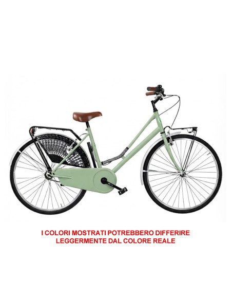 BICI DA DONNA LINEA OLANDA BICICLETTA CITY BIKE OL26 SENZA CAMBIO 1V COMPLETA DI ACCESSORI CON LUCI A LED