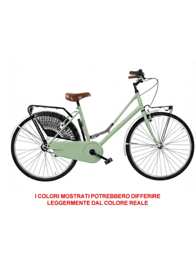 BICI DA DONNA LINEA OLANDA BICICLETTA CITY BIKE OL26 SENZA CAMBIO 1V COMPLETA DI ACCESSORI CON LUCI A LED