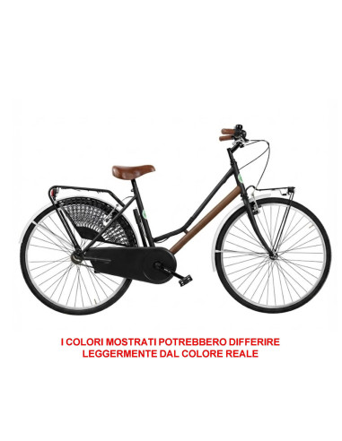 BICI DA DONNA LINEA OLANDA BICICLETTA CITY BIKE OL26 SENZA CAMBIO 1V COMPLETA DI ACCESSORI CON LUCI A LED