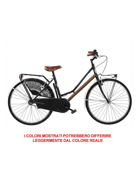 BICI DA DONNA LINEA OLANDA BICICLETTA CITY BIKE OL26 SENZA CAMBIO 1V COMPLETA DI ACCESSORI CON LUCI A LED